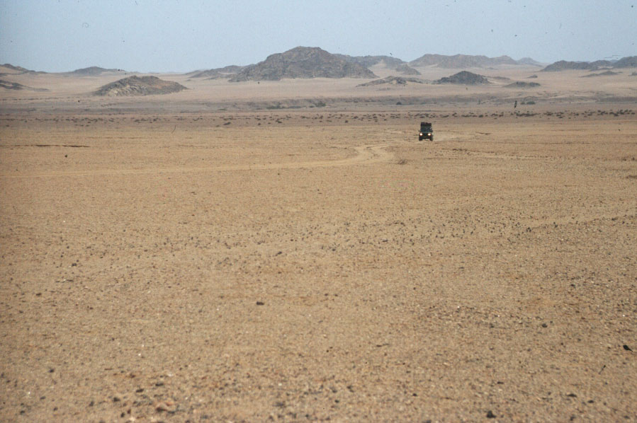 Ein einsamer Landrover im Kaokofeld